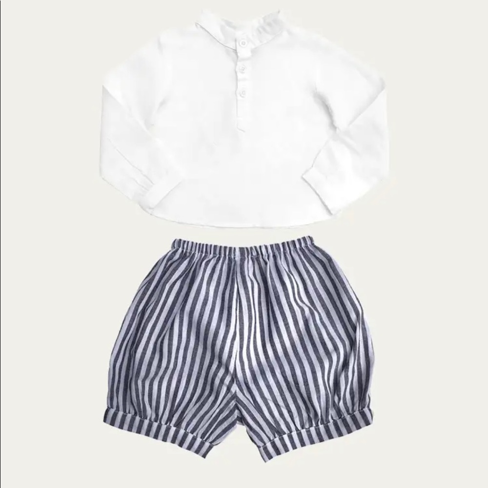 NEW Louelle BOYS FRENCH COLLAR SHIRT | WHITE LINEN